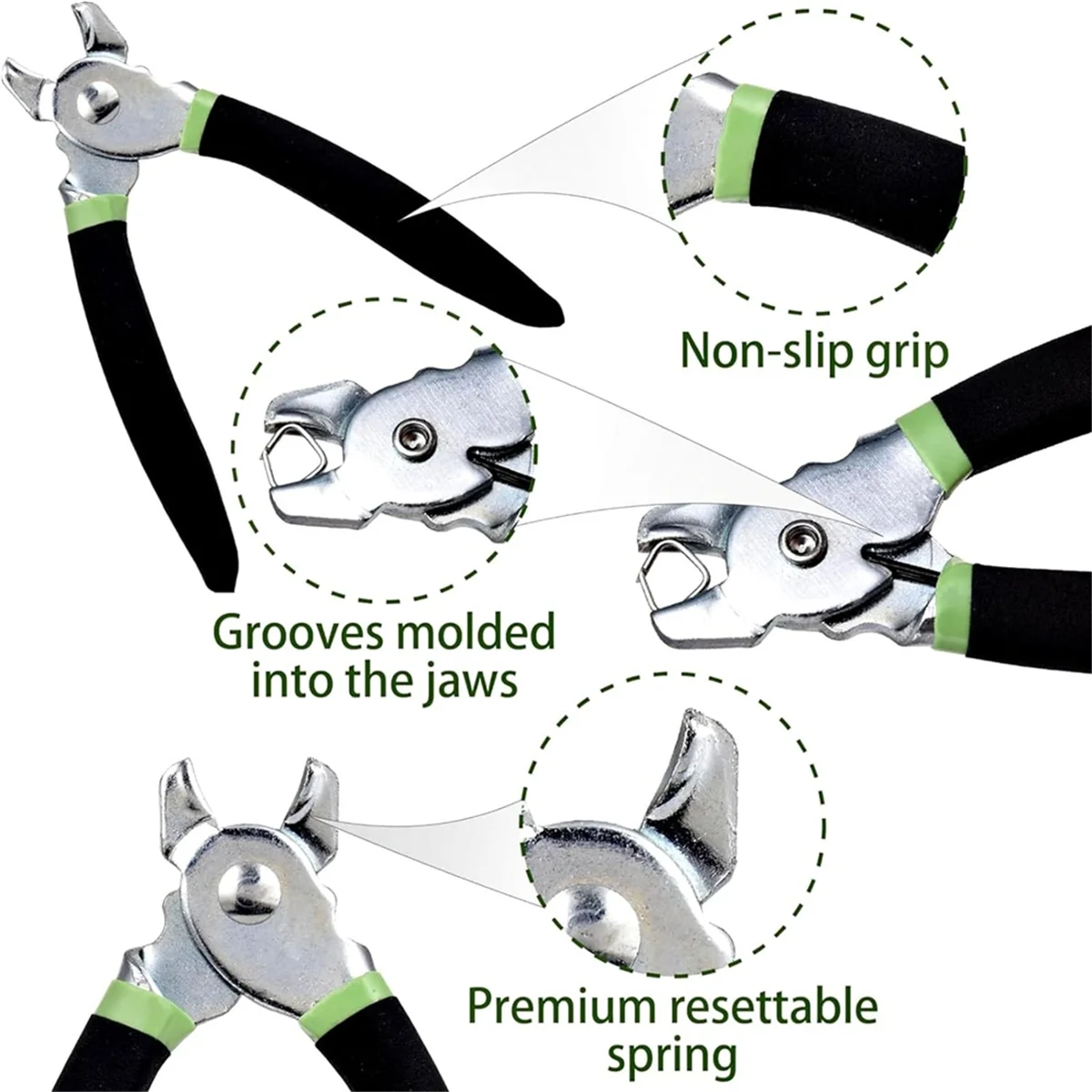 호그 링 플라이어 키트, 아연 도금 강철 호그 링, DIY 공예 및 배깅용 호그 링 플라이어 키트, 270 개, 3 인치, 4 인치, 1 인치, 2 인치, 3 인치, 8 인치