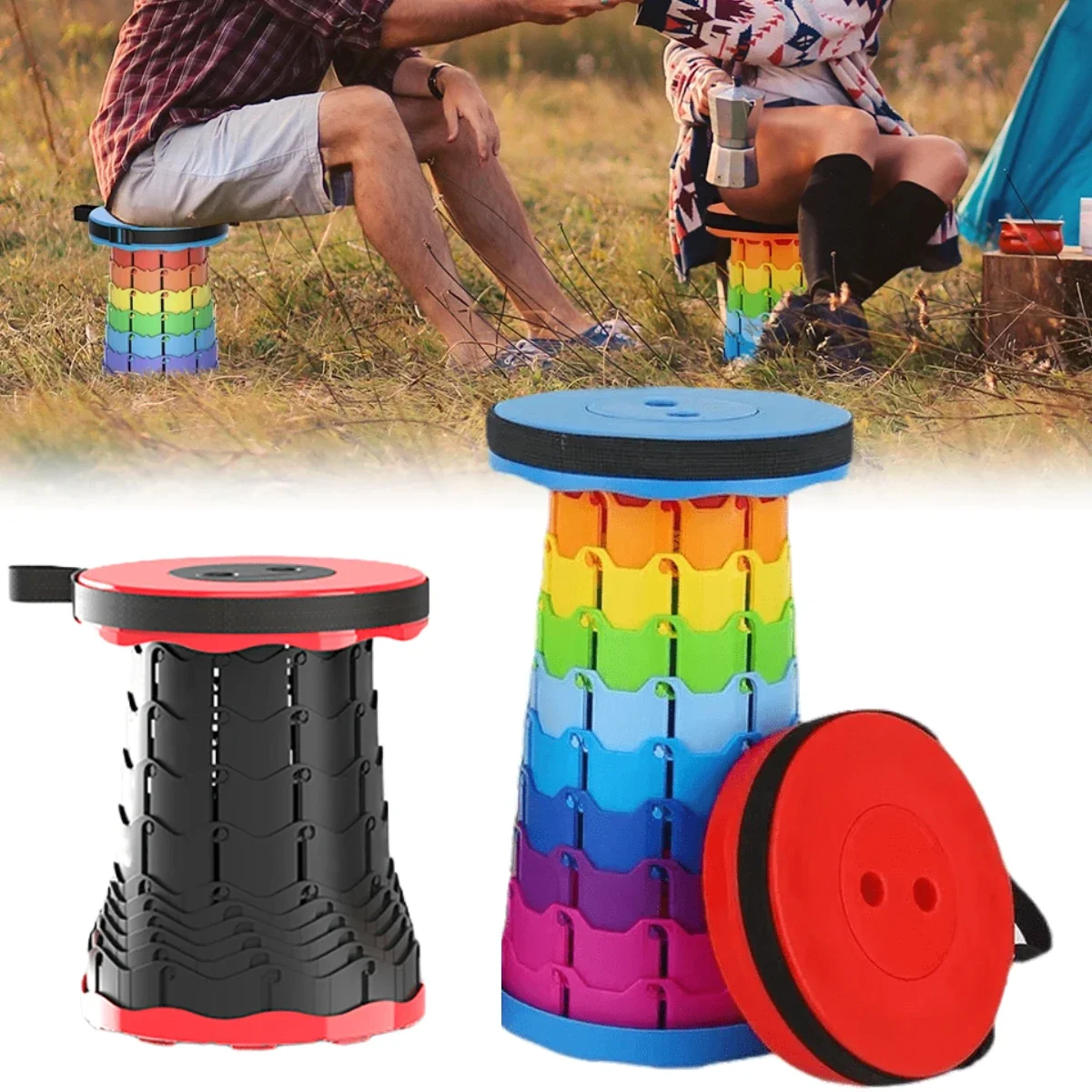 

Retractable Stool Portable Camping Foldable Chair Telescopic Folding Stools Seat, for Outdoor Beach Chairs Camping Fishing Stool