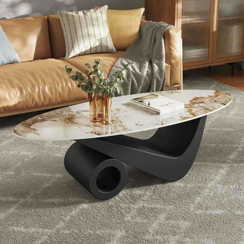 Italian Slate Coffee Tables Round Luxury Minimalism Living Room Coffee Tables Modern Simplicity Muebles Nordic Furniture