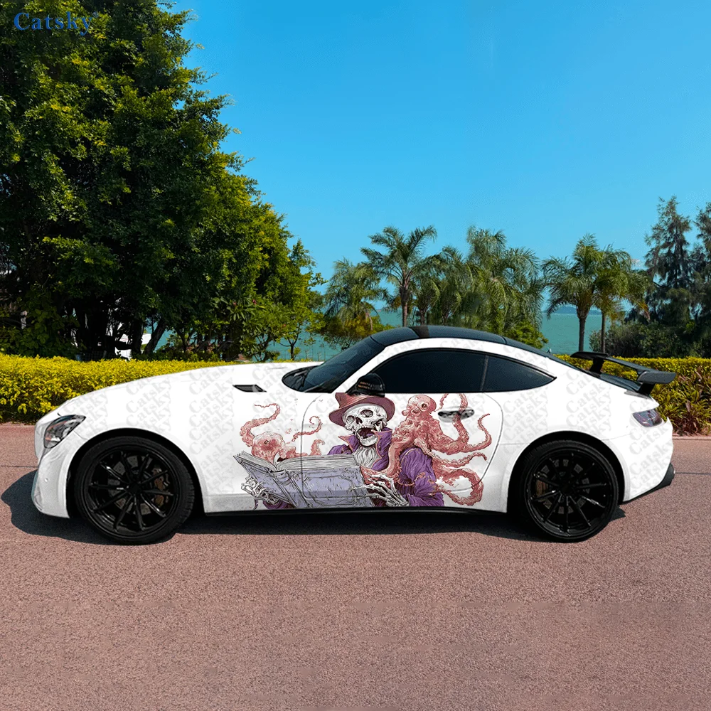 

Красочный скелет осьминога, боковая наклейка для автомобиля, водонепроницаемая наклейка из ПВХ, устойчивая к царапинам, защита автомобиля, автоаксессуары в подарок