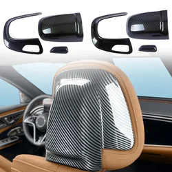 For Mercedes-Benz E-Class W214 2024 2025 Carbon Black Interior Seat Headrest Panel Cover Trim ABS Car Accessories 6pcs