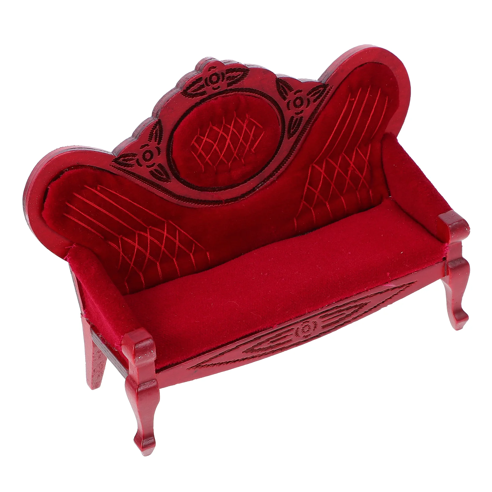 Accessories Mini Dollhouse Retro Furniture Carved Sofa Miniature Model ( Color) Couches Wood