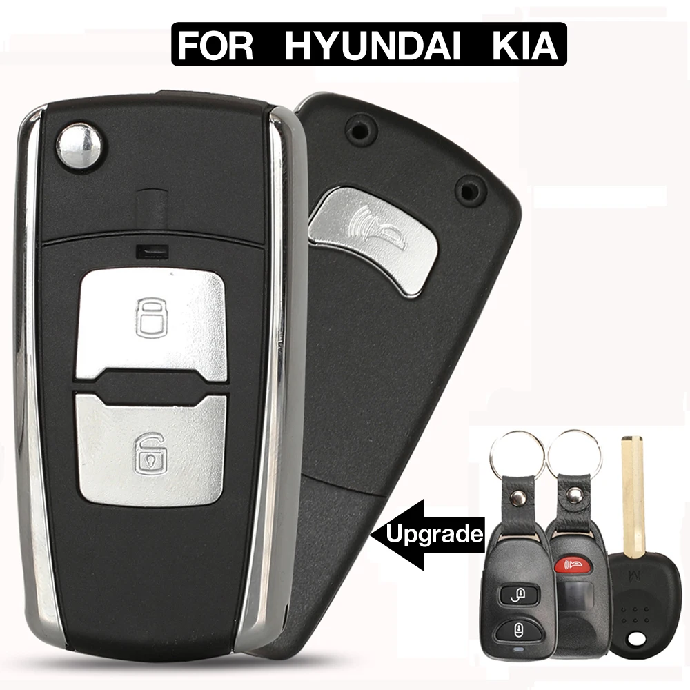 

jingyuqin 3 BTN Modified Folding Smart Remote Car Key Shell Case Cover For Hyundai Accent Santa Fe For Kia Picanto Replacement