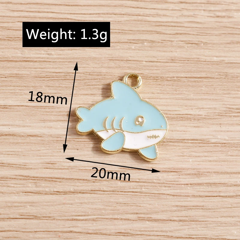10 Stück niedliche, gemischte Emaille-Anhänger in Form von Schildkröten, Hummern und Haien zum Basteln von Ohrringen, Halsketten und Armbändern, für DIY-Bastelarbeiten und Schmuckzubehör. – Detail 7