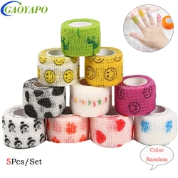 5 pz/set 2.5cm di larghezza benda autoadesiva avvolgente, fasciatura coesiva colorata traspirante per animali domestici, elasticizzata atletica