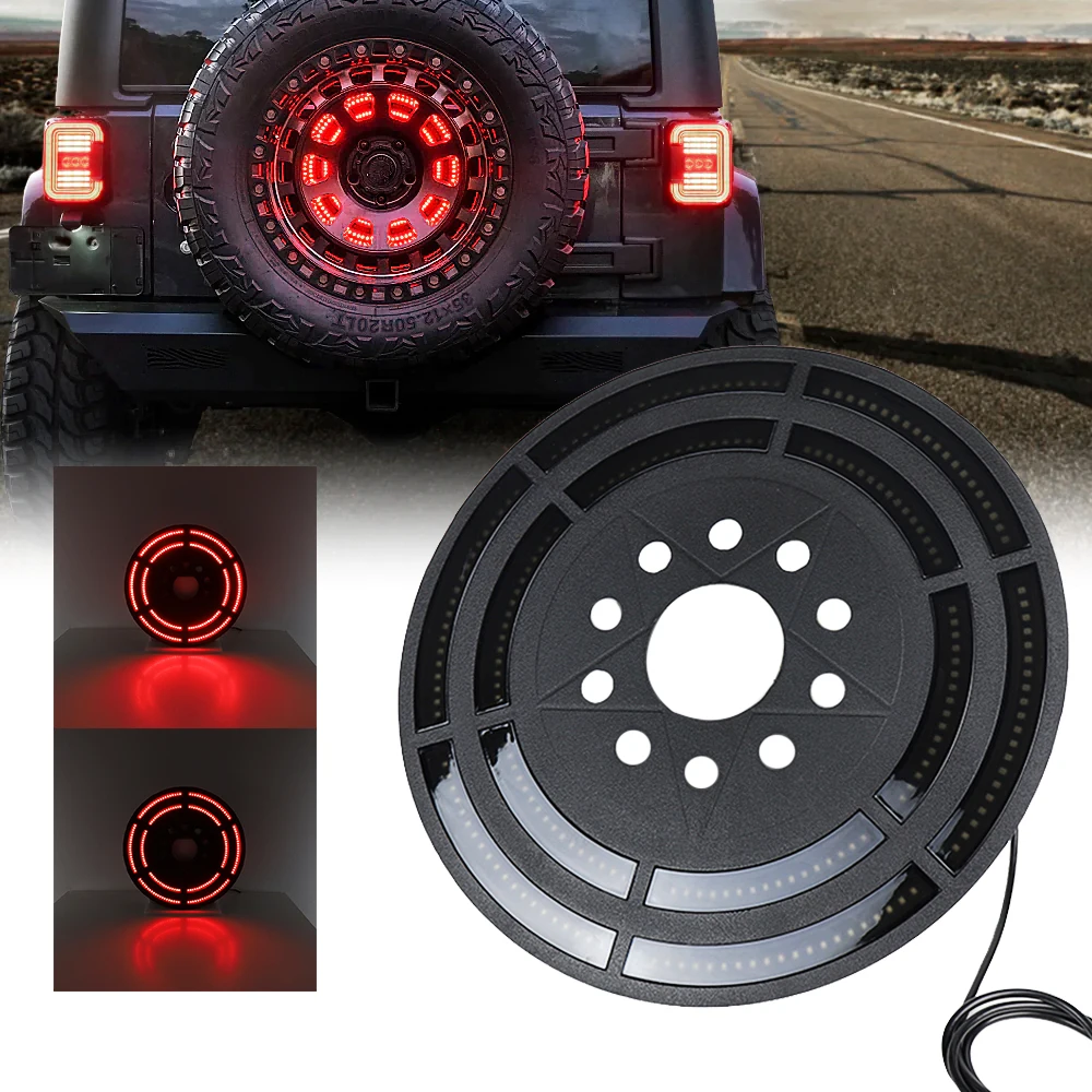 

for Jeep Wrangler JK 2007 - 2018 & Wrangler JL/JLU 2018 - 2020 Spare Tire Brake Light 3rd LED Rear Wheel Lights Third Tail Lamp