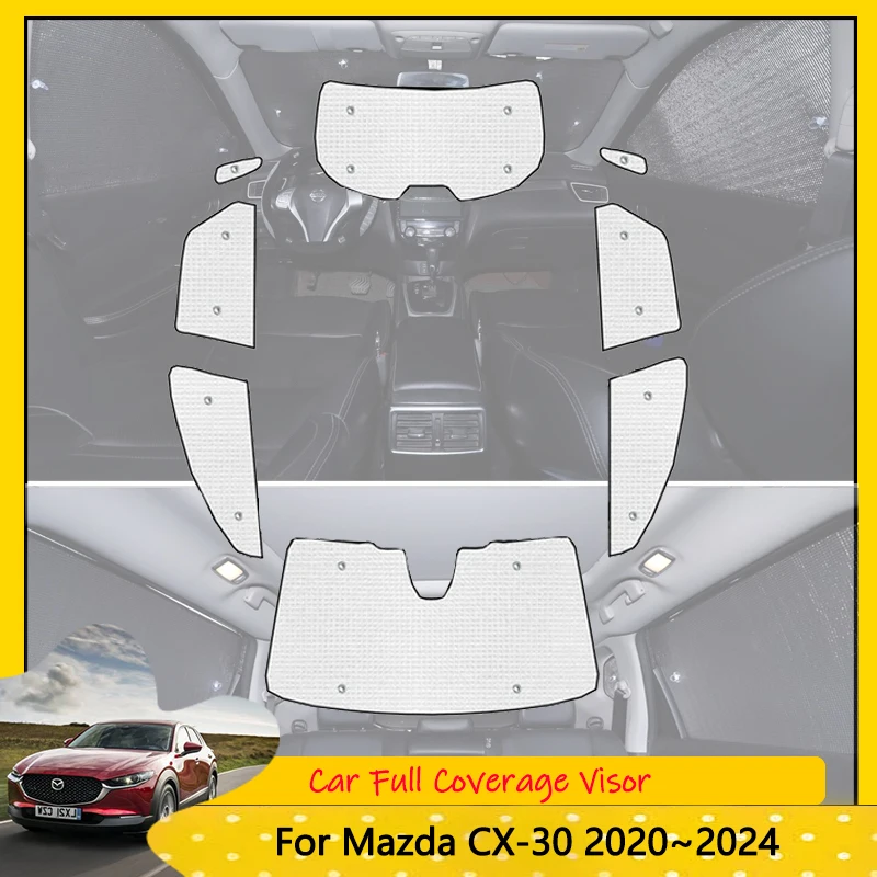 

Для Mazda CX-30 CX30 CX 30 DM 2020 ~ 2024 2022 2023 автомобильные солнцезащитные козырьки с полным покрытием, аксессуары, светоотражающий чехол на лобовое стекло, солнцезащитные козырьки