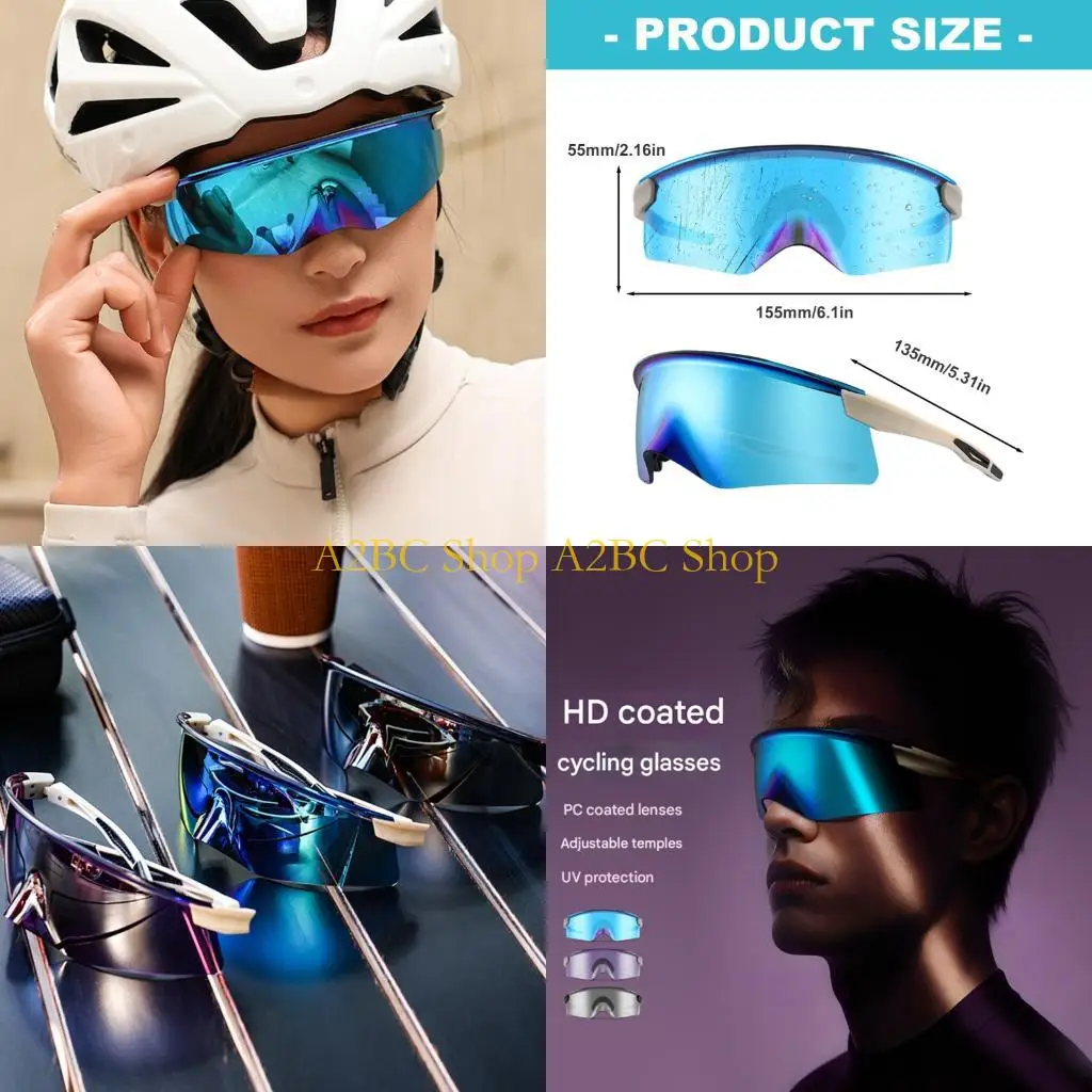 A2BC Ergonomic Cycling Goggles Secure Fit & Wide View Glasses for Mountain