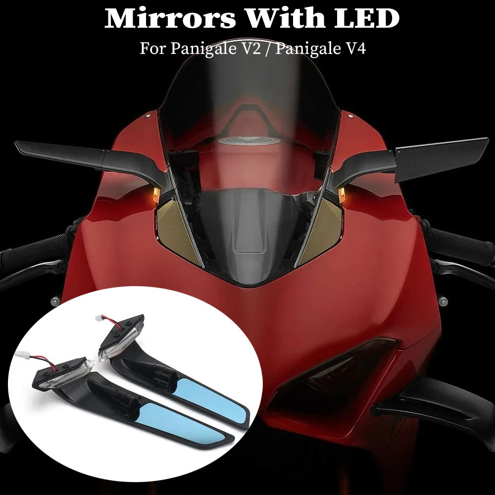 New Motorcycle For Ducati PANIGALE V4 2019-2022 Panigale V2 2020-2023 Rearview Mirrors with LED Rotating Adjustable Wing Mirrors