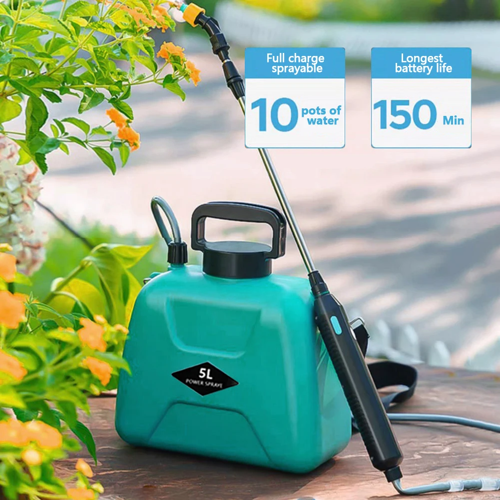 

5L Agricultural Spray Electric Sprayer Watering Can High Pressure with Telescopic Rod USB Charging Handheld Garden Sprayer Tool