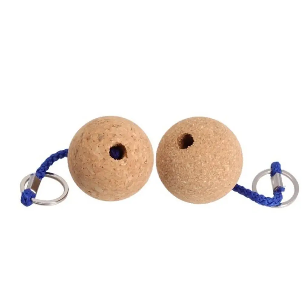 

35mm Floating Cork Ball Key Ring Ultraweight 7 Colors Sailing Boat Float Buoyant Rope Wooden Keychain Keyring Kayak Accessories
