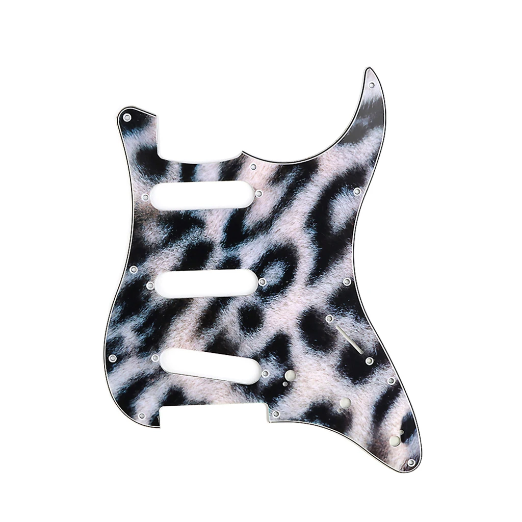 

11 Hole Strat Guitar Pickguard SSS Scratch Plate for Stratocaster Style Guitar Leopard Stripe 3 Ply Plastic 0.09 inch 2.3mm
