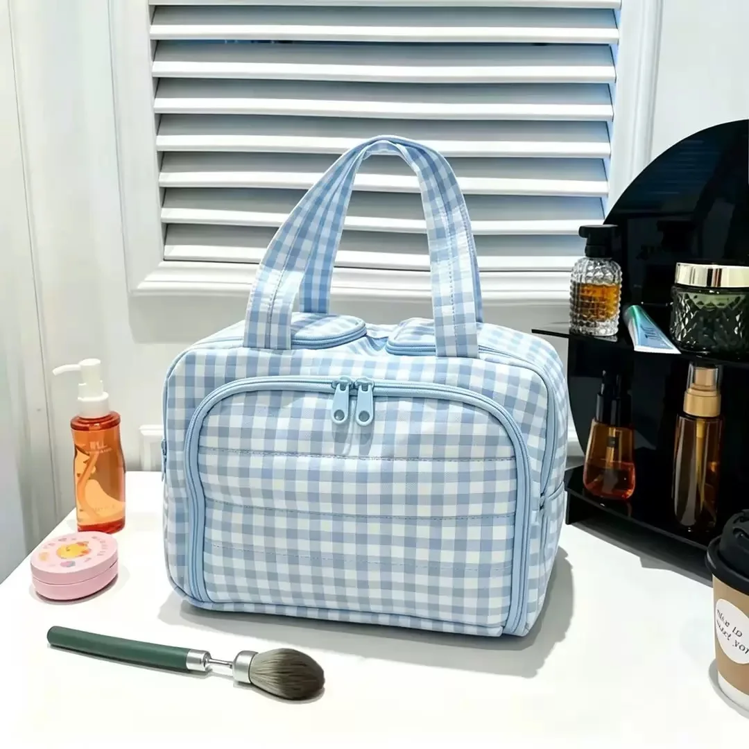 Multipocket Design Cosmetic Handbag Double Side Open Comfortable Handle Travel Toiletry Bag Easy Access Separate Dry and Wet