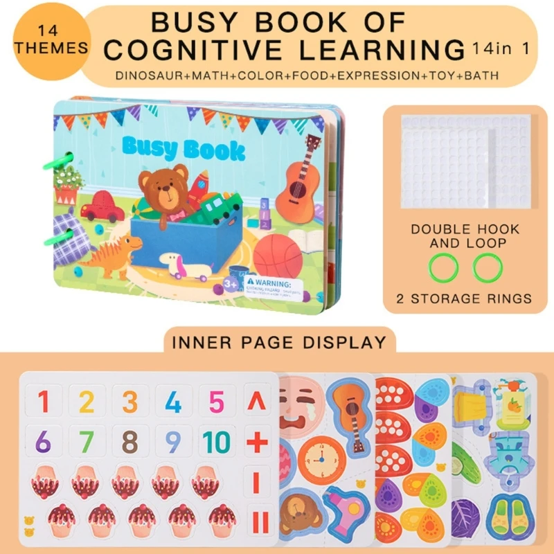 B2EB Cartoon Sticker Book Colorful Visual Exploring Book Baby Montessori Toy