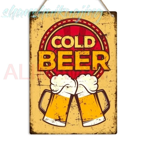 COLD BEER Retro Vintage Metal Tin Sign Plaque Lager Man Cave Shed Pub Bar Garage