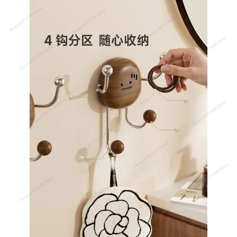 FOR Suction Cup Hook Bathroom Non-punching Strong Load-bearing Kitchen Bathroom Door Non-marking Hook Adhesive Hook Walnut