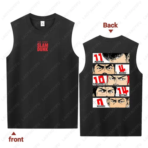Imagen 1 del producto Camisetas sin mangas con gráfico de Anime japonés Slam Dunk para hombre, camiseta de Manga clásica Vintage a la moda, ropa de calle con cuello redondo Unisex, chaleco de algodón divertido