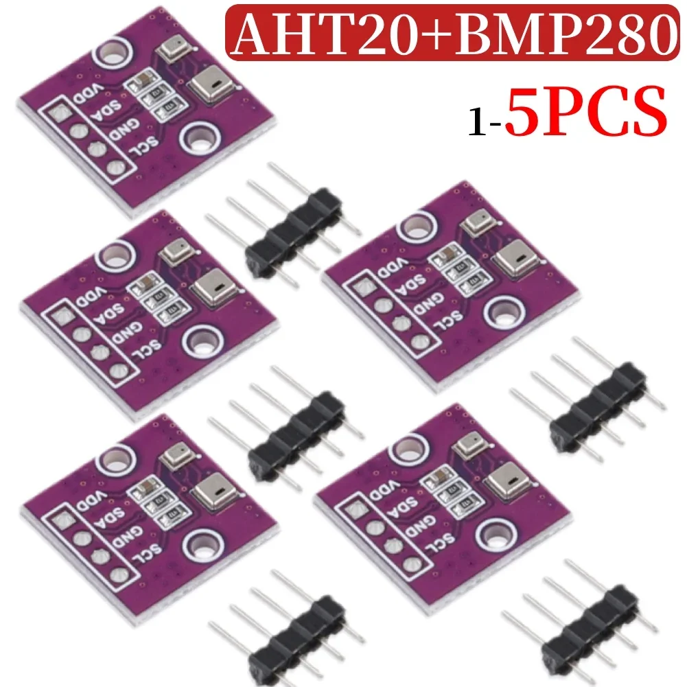 1-5PCS AHT20+BMP280 Temperature Humidity Air Pressure Module High Precision Temperature Humidity Atmospheric Pressure Sensor