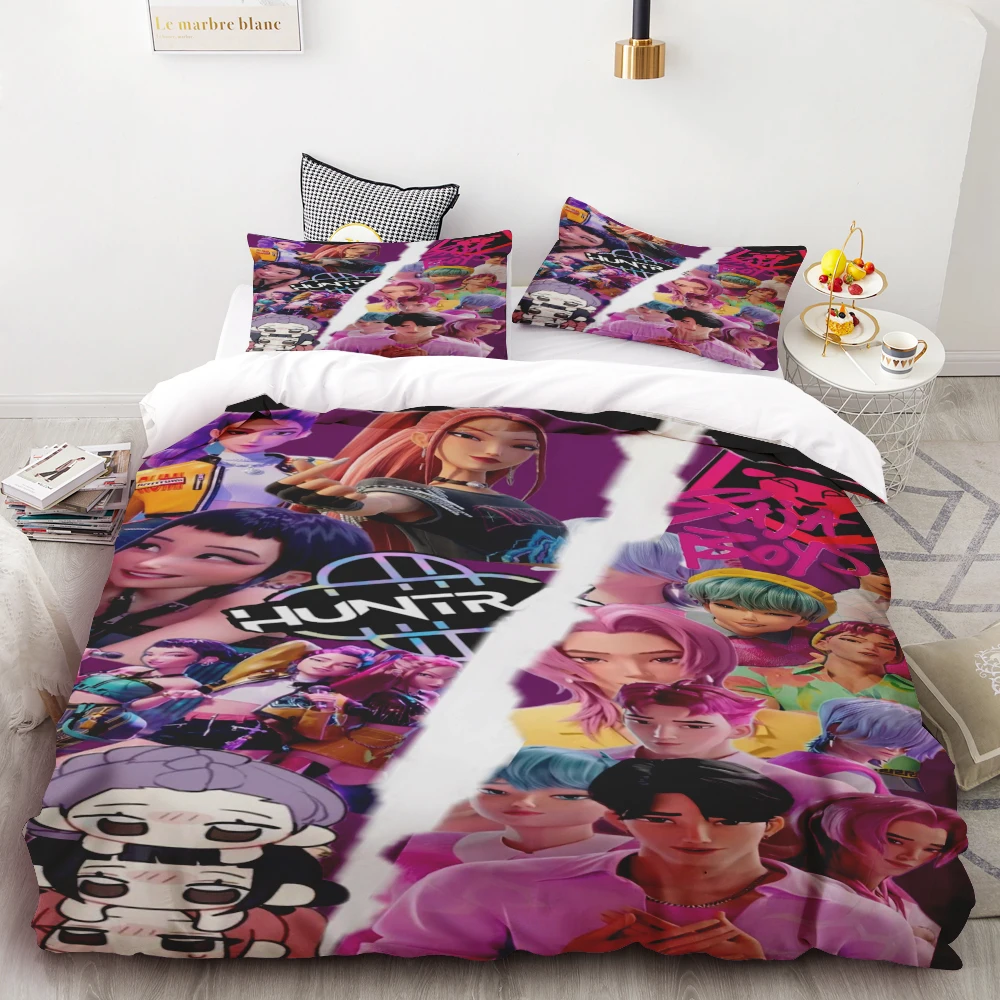 

Комплект постельного белья K-POP Saja Boys с мультяшным рисунком, пододеяльник, размеры Full, Twin, King, для спальни, домашний декор, подарки