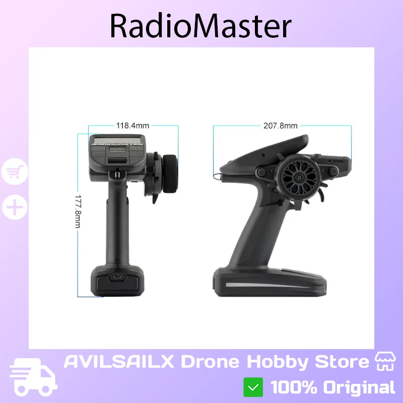 RadioMaster MT12 Gun Grip Remote Controller, EdgeTX Open Source 2.4G ELRS Transmitter for RC Car Boat Model