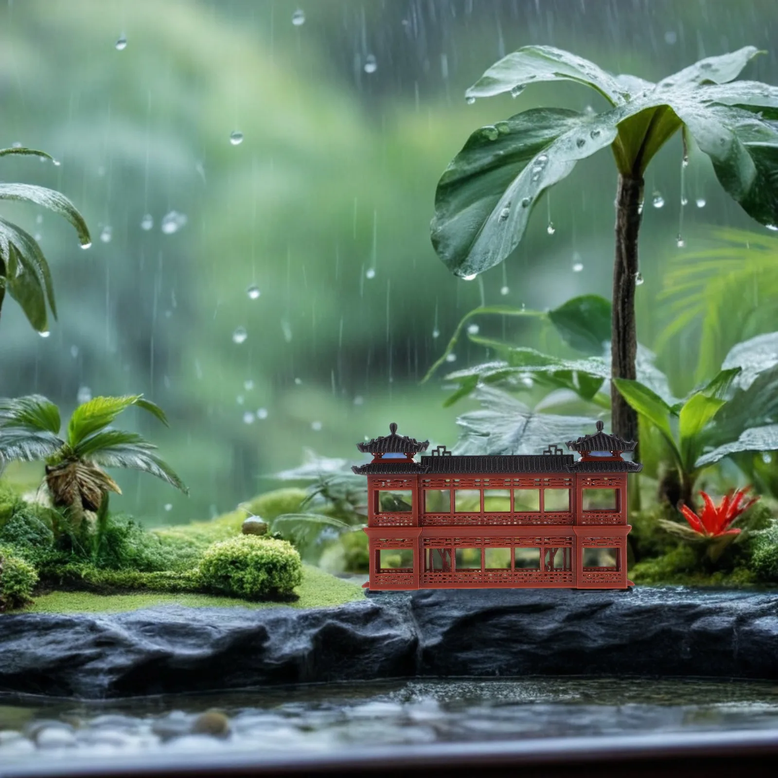 

1pc Micro Pavilion Precision Craftsmanship Plastic Ancient Asian Architecture For Miniature Garden Fish Tank Decor Home Office