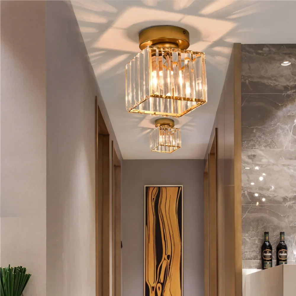 Modern Led E27 Ceiling Lights Crystal Lampshade Balck Gold Chrome Living Room Bedroom Round Square Decorative Ceiling Lamp