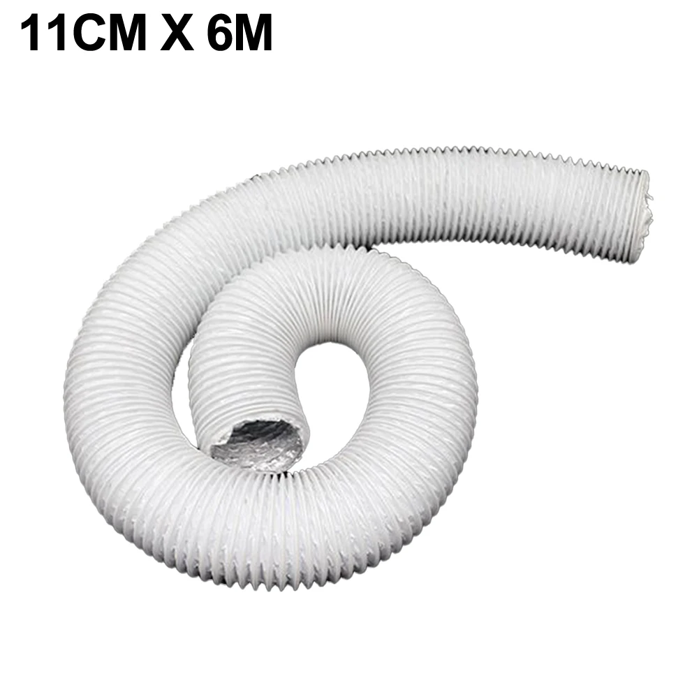 1pc 110mm Grey / White Fan Pipe Flexible Pvc Aluminum Tube 6m Air Conditioning Hose Air Vent Duct Exhaust Hose HVAC Systems