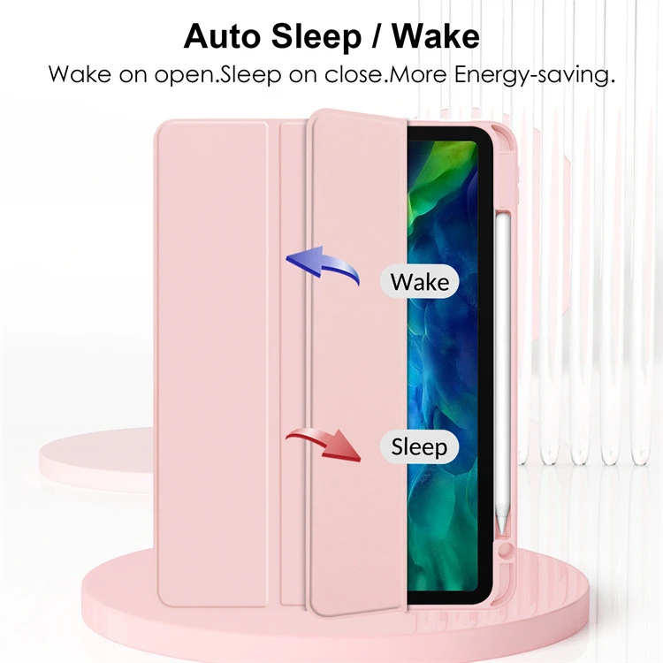 Dreifach Faltbare Acryl-Hülle für iPad Pro 11 2024 mit Stifthalter, Auto-Wach/Schlaf-Funktion, Stoßfeste Transparente Hartschale – Detail 8