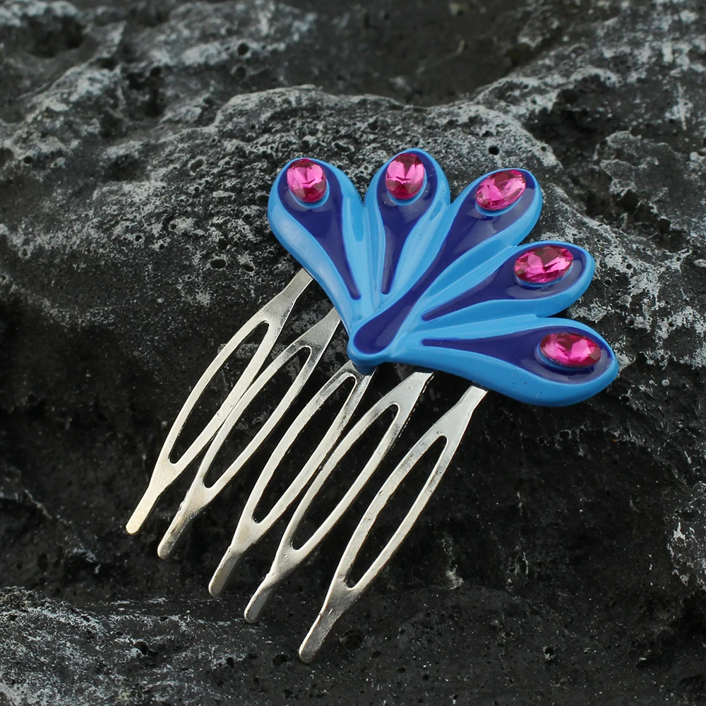 لطيف الأزرق الطاووس أغطية الرأس الكرتون دبوس الشعر المعدني زي لوازم الحفلات للفتيات الهدايا