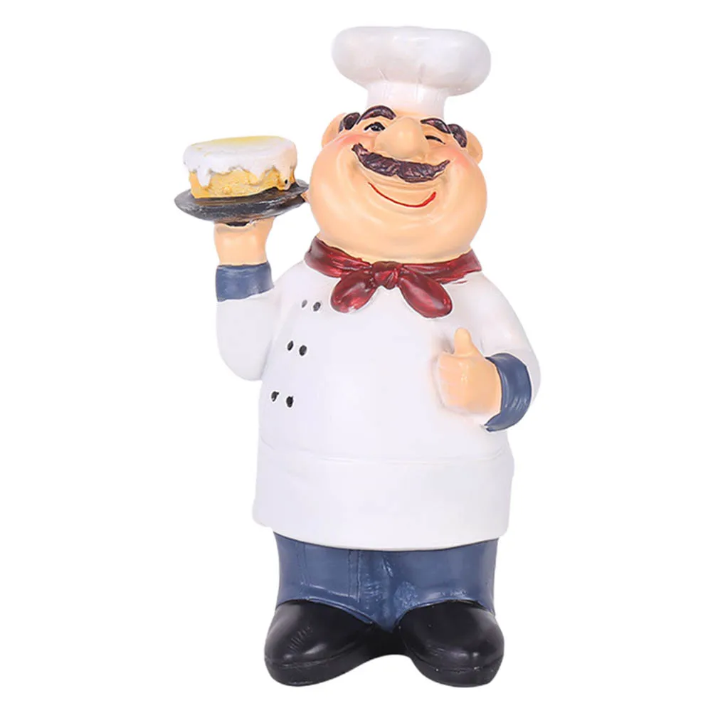 

1Pcs Cake Chef Sculpture Ornament Creative Desktop Decor Kitchen Bar Cafe Home Gift Chef Ornament Desktop Sculpture