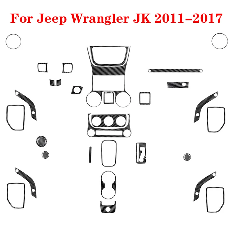 Car Stickers Decoration For Jeep Wrangler JK 2011-2017 3D Auto Renovate Interior Accessories Moudling Carbon Fibre Material DIY