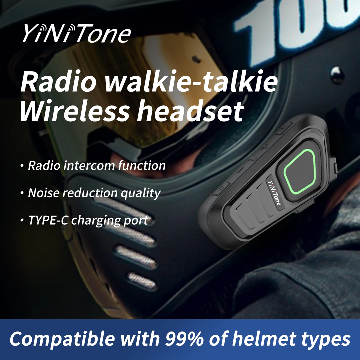 YiNiTone MINI-03 Radio Walkie Talkie Bluetooth Headset Helmet Wireless Headset