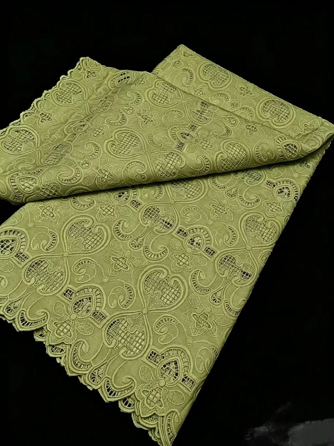 African Nigerian Tulle Lace Fabric for Dress Sewing High Quality Damask Cotton Pure Embroidery Wedding chiffon 5Yard AT2988A-1 view 5