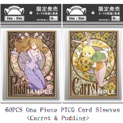60Pcs Original DIY Anime One Piece Card Sleeves Carrot Pudding Figures OPCG PTCG Trading Cards Laser Shine Protector Case