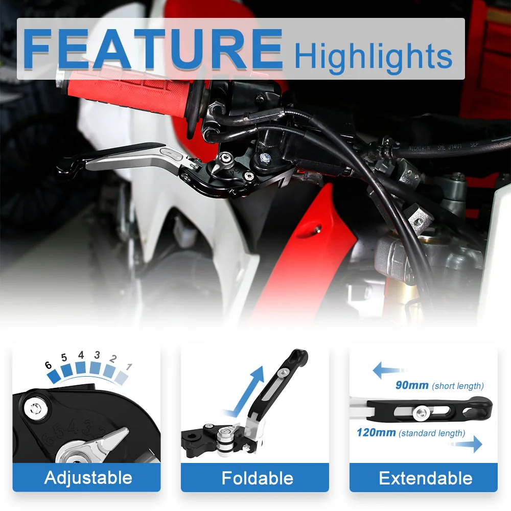 Motorcycle Fit For Suzuki DL650 V-Strom 650 /250 /800 GSR600 /750 GSX-8S FZS 600 Fazer TDM 900 Adjustable Clutch Levers Brakes