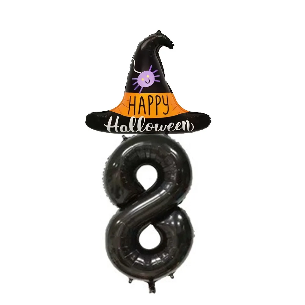 Halloween Schwarzer Hexenhut-Ballon mit 32-Zoll Schwarzen Zahlenballons Halloween-Themen Geburtstagsdekoration Hintergrundballons – Detail 10