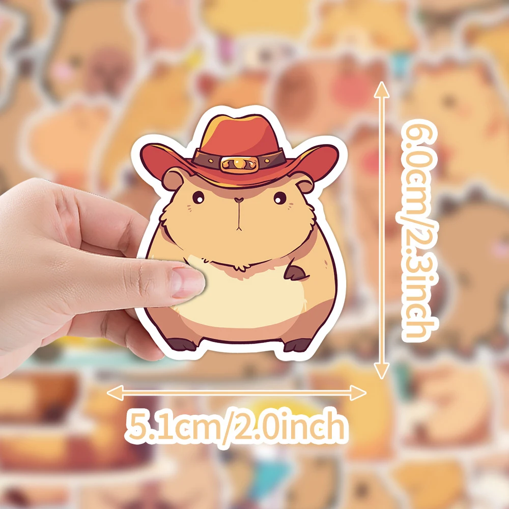 

10/30/50pcs Kawaii Capybara Cartoon Stickers Cute Animal Sticker Kids Toy Skateboard Phone Scrapbook Creative Decals Decoration