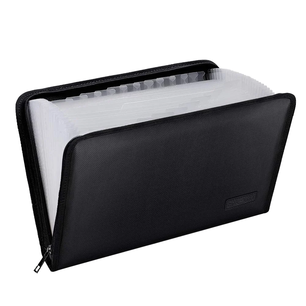 hot salt24 Pockets Fireproof Document Bag Large Capacity Multi-Layer File Organizer Waterproof Fiberglass Safety Storage Case