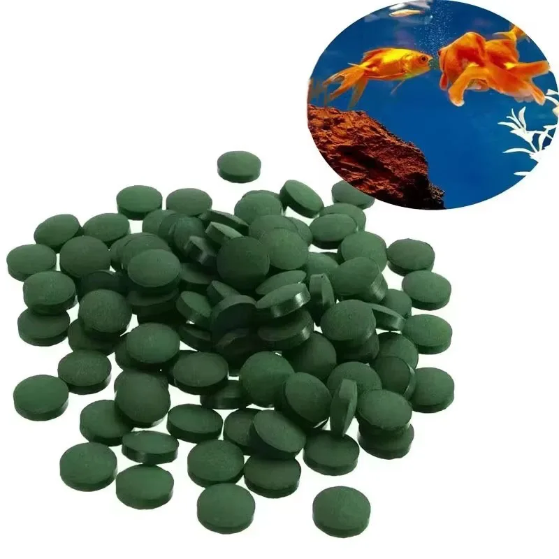 100-1000Pcs High Purity Spirulina Tablets Spiral Seaweed Enrichment Favorite Pets Food Fish Crystal Red Shrimp Fish Food