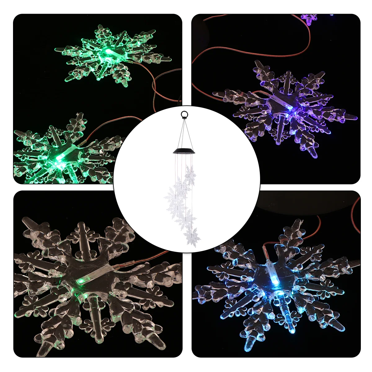 Solar Snowflake Wind Chime Light Hanging Lamp Chimes Decoration Bell Lights Fall outside Manual Lantern