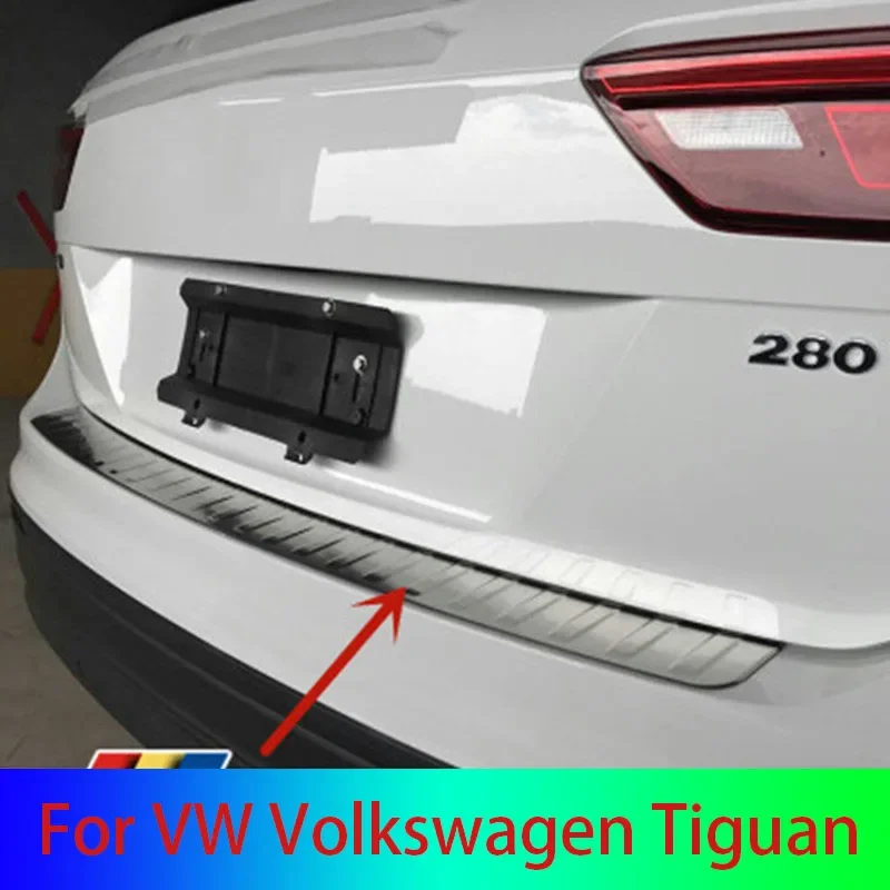 Stainless Steel Rear Bumper Protector Sill Trunk Tread Plate Trim For VW Volkswagen Tiguan mk2 2017 2018 2019 2020 2021-2023