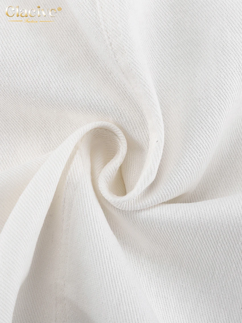 Clacive موضة فضفاضة البيج الدنيم التنانير للنساء 2025 عادية عالية الخصر تنورة طويلة أنيقة الكلاسيكية الصلبة تنورة الملابس النسائية