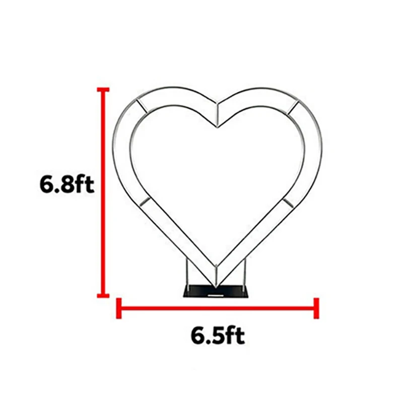 Metal Heart Shaped Balloon Arch Frame with Base, 6.5ft Arch Backdrop Frame for Wedding Scene, Birthday Party Decoration