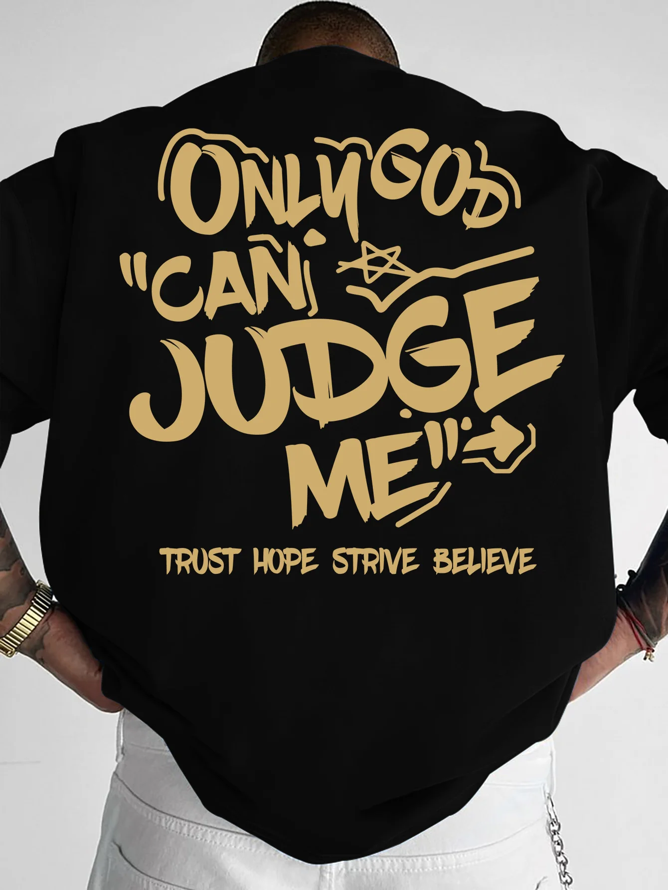 T-shirt imprimé pour hommes, nouvelle mode d'été, « Only God Can Judge Me », t-shirt imprimé graffiti, lavable en machine, S-XXL