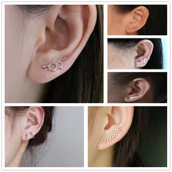 Trendy Serotonin Molecule DNA Ear Climbers Earrings For Girls  Geometry Ear Jackets Chemical Molecules Ear Crawler Pendients