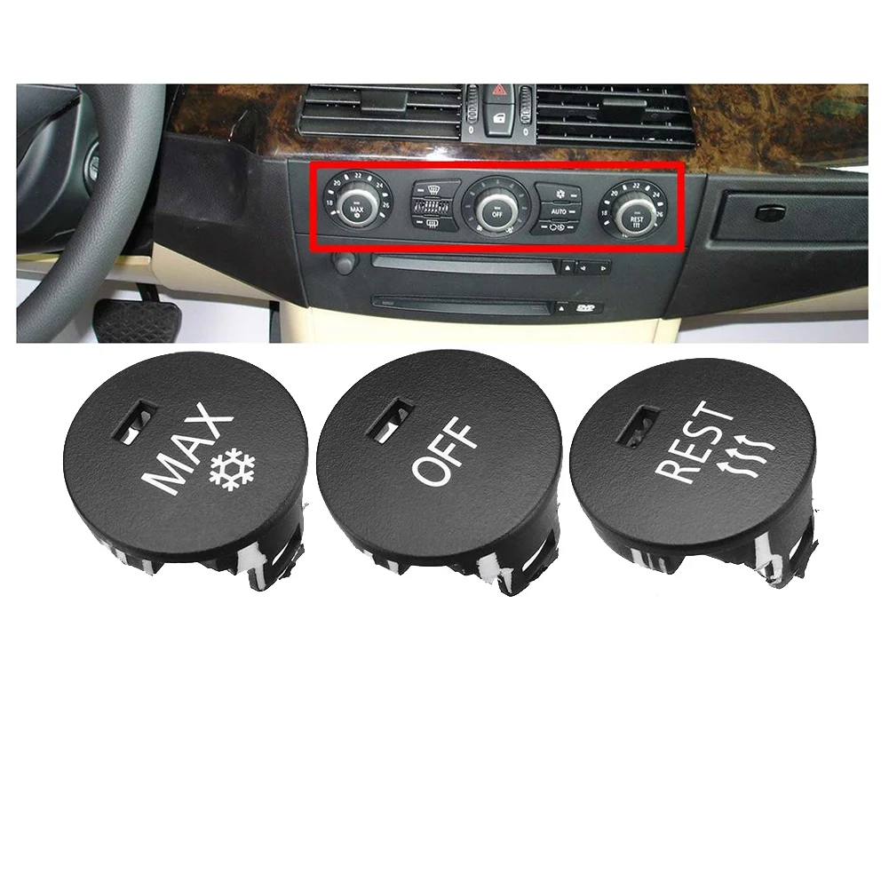 OFF/Rest/Max Climate Control Knob Panel Switch Knobs Button Air Conditioner Button Repair Cap for -BMW 5 Series E60