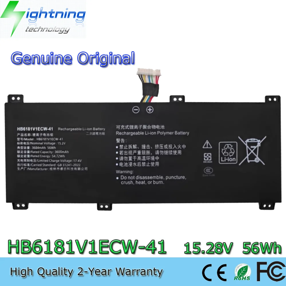 Genuine Original HB6181V1ECW-41 15.28V 56Wh Laptop Battery for Huawei MagicBook 16 2022 HYM-W56 HYM-W56(5301ABCM)