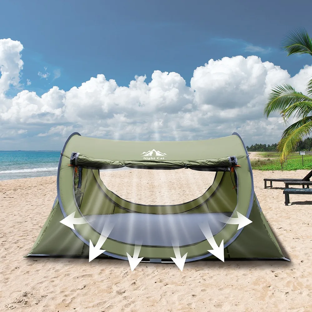 Night Cat Pop Up Tent 2 Person with Mosquito Net : Waterproof Camping Tent Easy Setup for Picnic Festival in Park Backyard