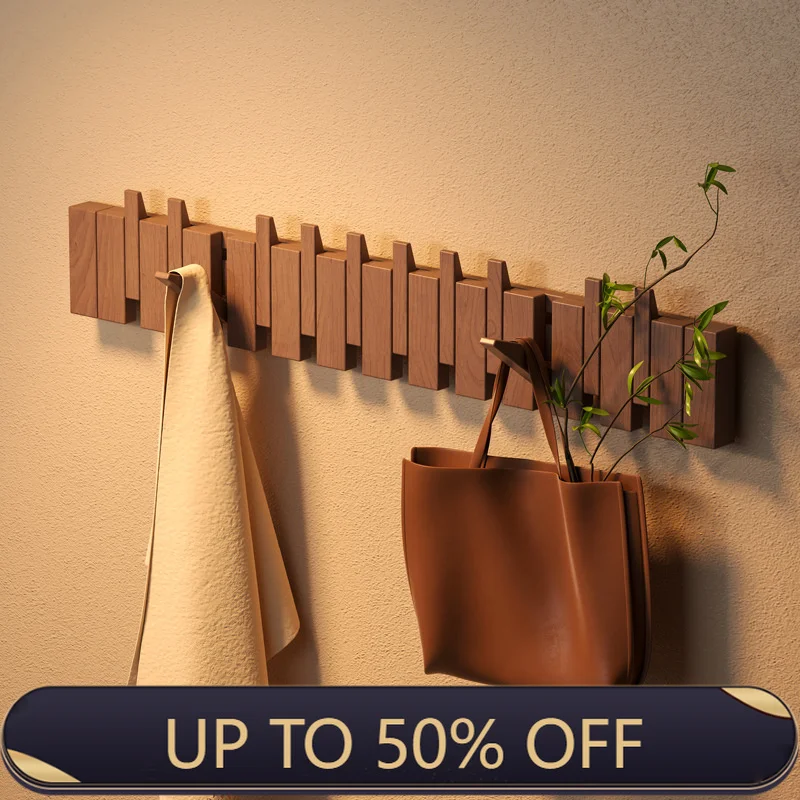 Wall Hanging Coat Racks Beech Wood Clothes Hanger Creative Piano Keys Coat Rack 4/6/8/10 Hooks Bedroom Entrance Decoration Gifts