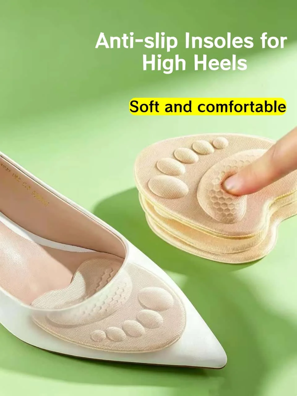 1 Pair of Anti-Slip Pads for the Forefoot of High Heels, Made of Sponge Material, Sweat-Absorbing and Cushioning, Comfortable Sole Pads, Suitable for Women Whose Feet Sweat Easily and Are Prone to Slipping, Suitable for All Seasons